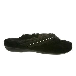 Sheepskin Leather Rhinestone Flip-flops Sz 8